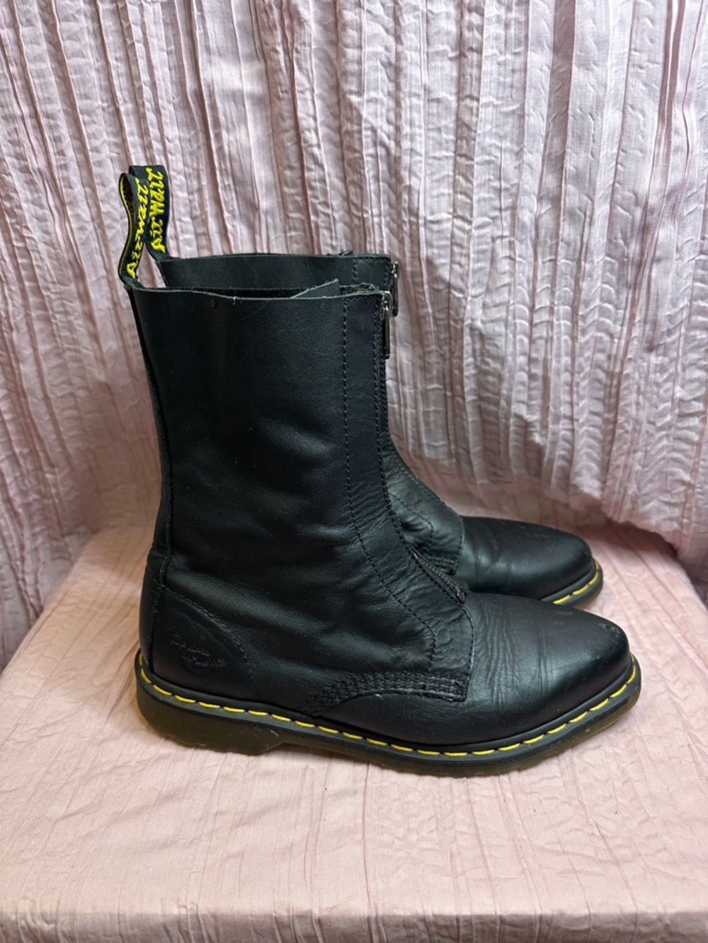 Dr Martens - RARE Black Zena Leather Zip-Up Boots - Picture 2 of 9